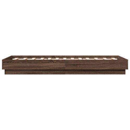 Sengeramme 90x190 cm uden madras konstrueret træ brunt eg