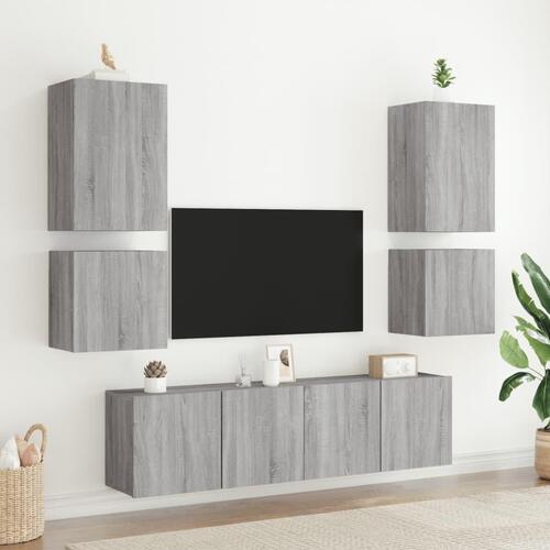 Væghængt tv-bord 40,5x30x40 cm konstrueret træ grå sonoma-eg