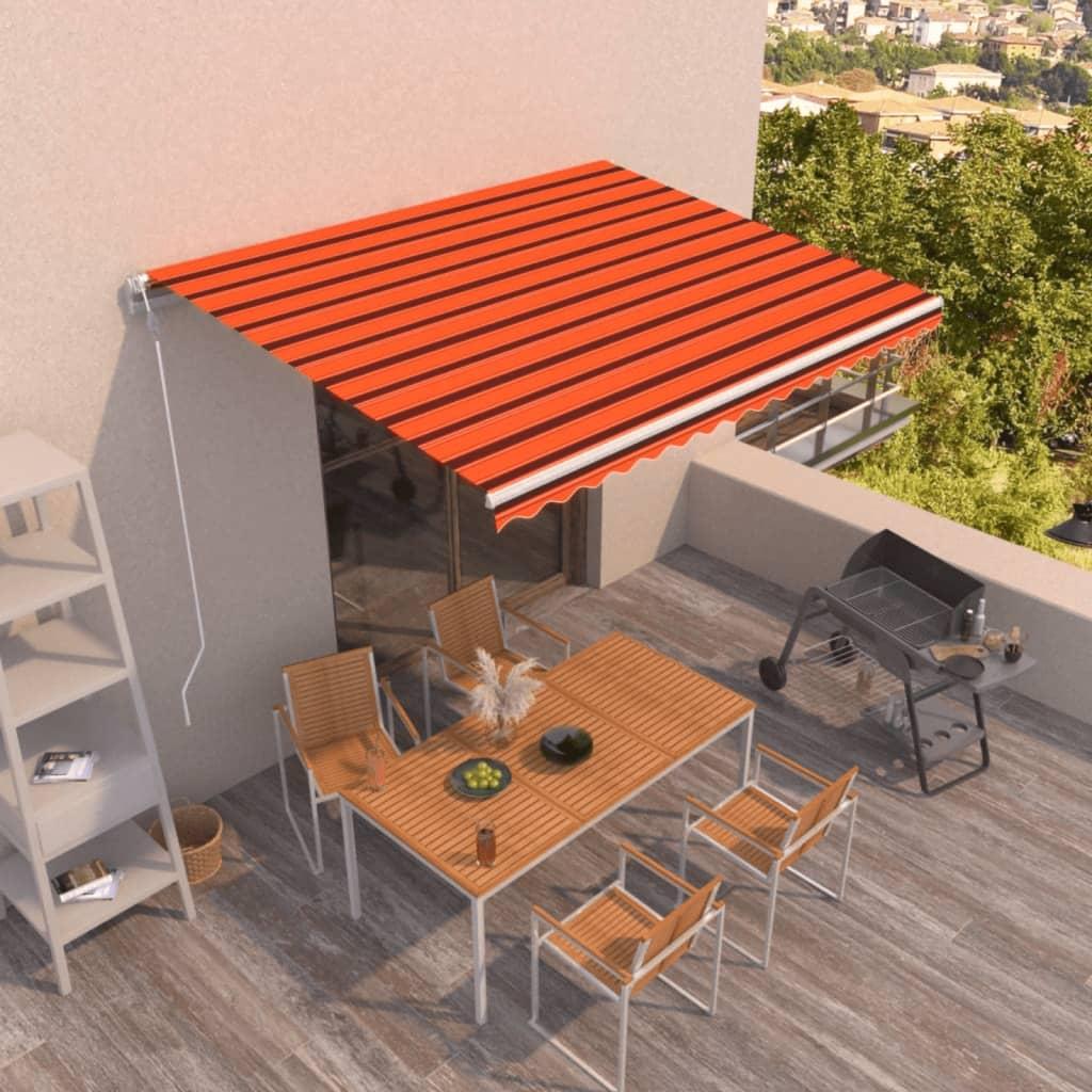 Markise 400x350 cm automatisk betjening orange og brun