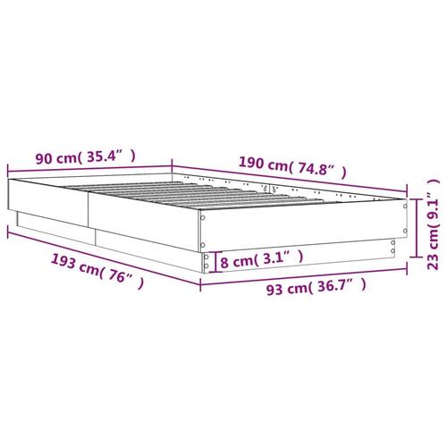 Sengeramme 90x190 cm uden madras konstrueret træ brunt eg