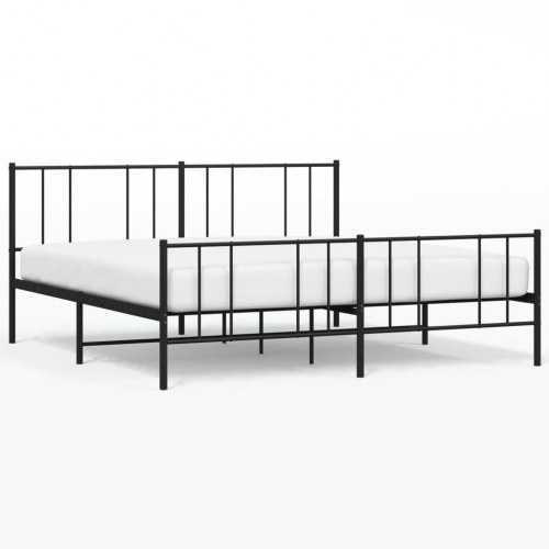 Sengeramme med gavl og fodgærde 183×213 cm - metal, sort