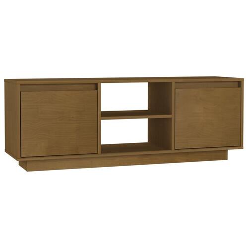 Tv-skab 110x30x40 cm massivt fyrretræ gyldenbrun