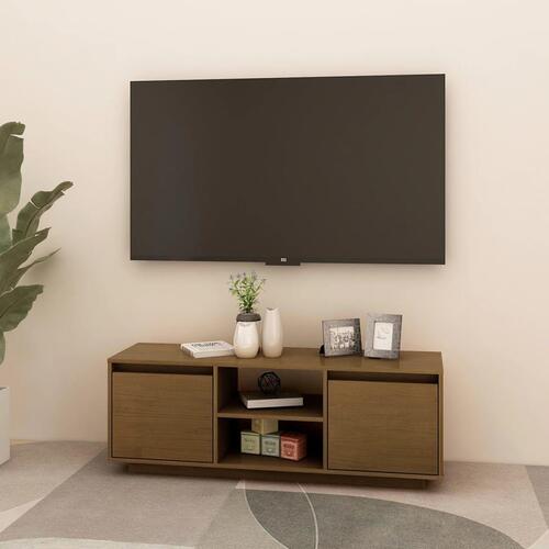 Tv-skab 110x30x40 cm massivt fyrretræ gyldenbrun