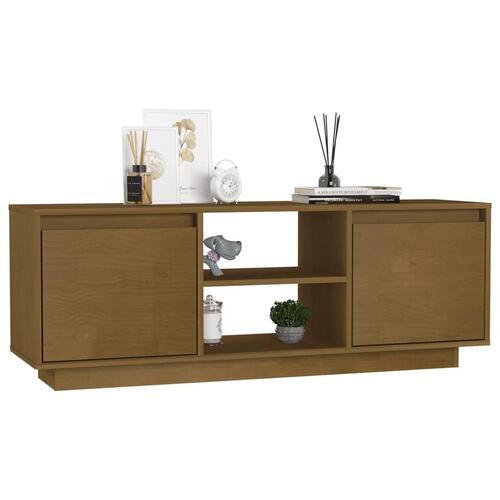 Tv-skab 110x30x40 cm massivt fyrretræ gyldenbrun