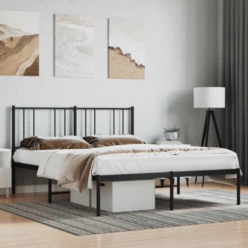 Sengeramme med sengegavl 140 × 190 cm - metal, sort