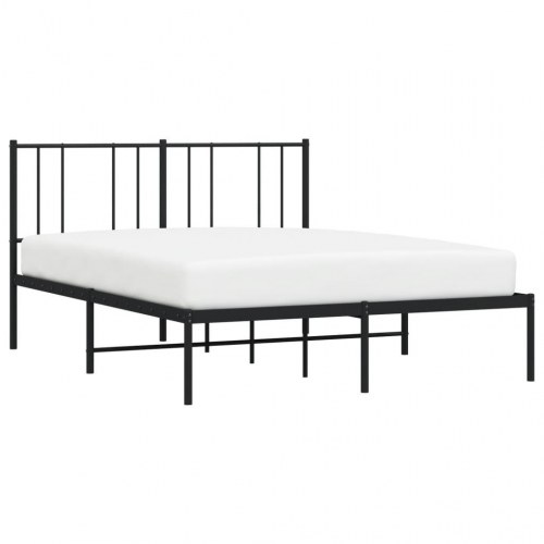 Sengeramme med sengegavl 140 × 190 cm - metal, sort