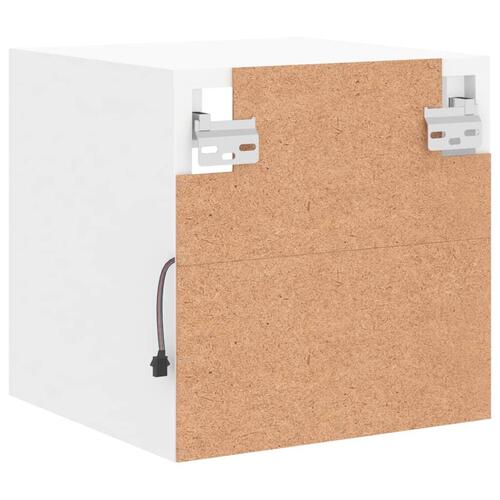 Væghængt tv-bord med LED-lys 30x28,5x30 cm hvid