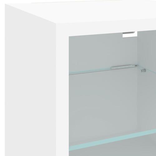 Væghængt tv-bord med LED-lys 30x28,5x30 cm hvid