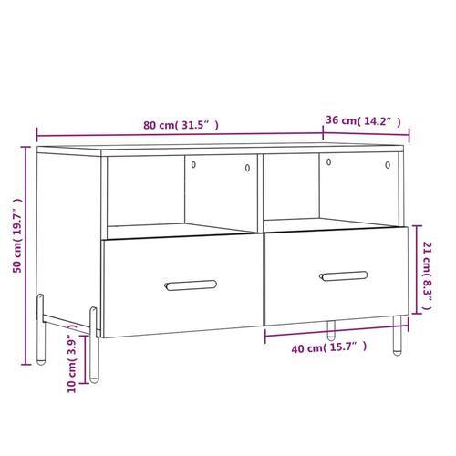 Tv-bord 80x36x50 cm konstrueret træ røget egetræsfarve