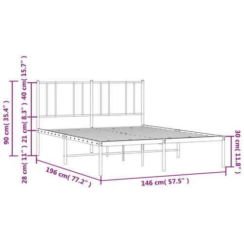 Sengeramme med sengegavl 140x190 cm metal sort