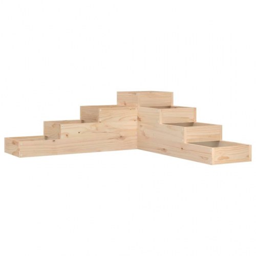 Plantekasse i 4 niveauer til hjørne 106 x 104,5 x 36 cm - massivt fyrretræ