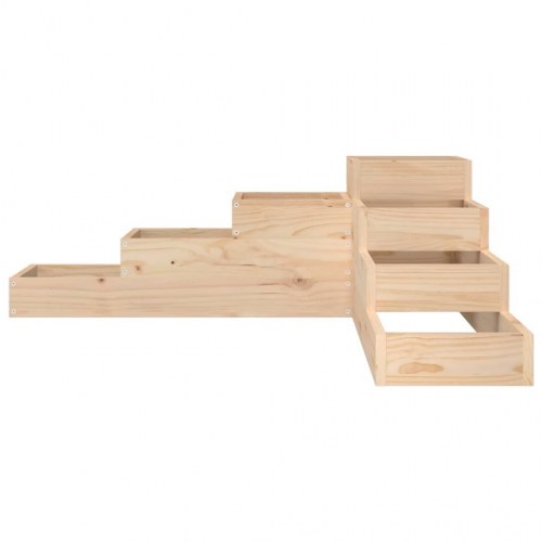 Plantekasse i 4 niveauer til hjørne 106 x 104,5 x 36 cm - massivt fyrretræ