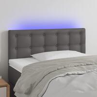Sengegavl med LED-lys 80x5x78/88 cm kunstlæder grå