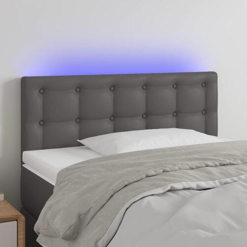 Sengegavl med LED-lys 80x5x78/88 cm kunstlæder grå