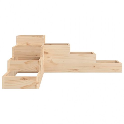 Plantekasse i 4 niveauer til hjørne 106 x 104,5 x 36 cm - massivt fyrretræ