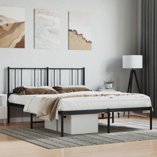 Sengeramme med sengegavl 120x200 cm - metal, sort