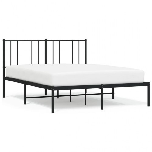 Sengeramme med sengegavl 120x200 cm - metal, sort