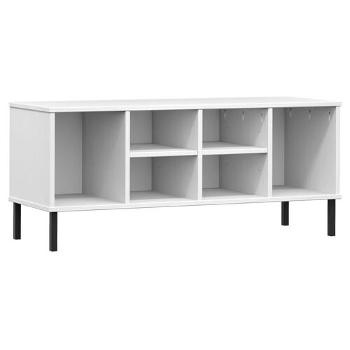 Skoreol med metalben OSLO 106x35x45 cm massivt træ hvid