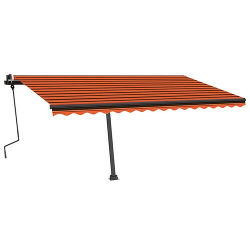 Markise m. LED-lys 450x350 cm manuel betjening orange og brun