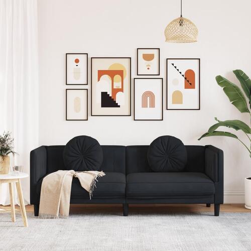 3-personers sofa med hynder velour sort