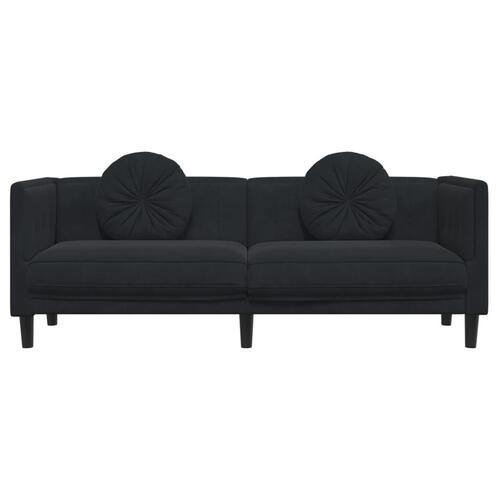 3-personers sofa med hynder velour sort