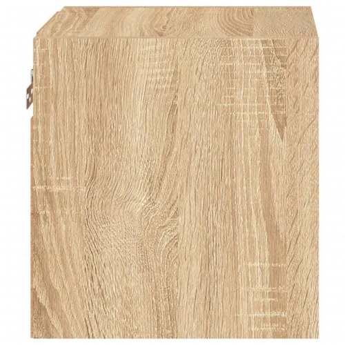 Væghængte tv-borde med LED-lys, 2 stk. - 30 × 28,5 × 30 cm, sonoma-eg