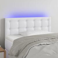 Sengegavl med LED-lys 90x5x78/88 cm kunstlæder hvid