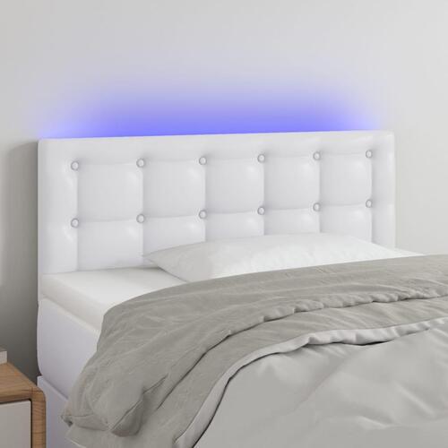 Sengegavl med LED-lys 90x5x78/88 cm kunstlæder hvid
