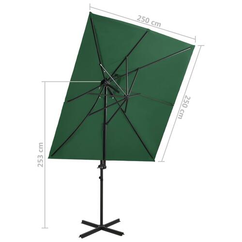 Hængeparasol med dobbelt top 250x250 cm grøn