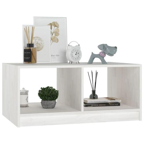 Sofabord 75x50x33 cm massivt fyrretræ hvid