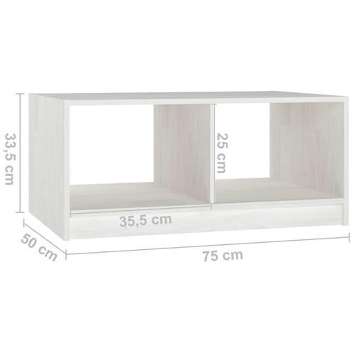 Sofabord 75x50x33 cm massivt fyrretræ hvid