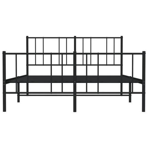 Sengeramme med sengegavl og fodgærde 135x190 cm metal sort