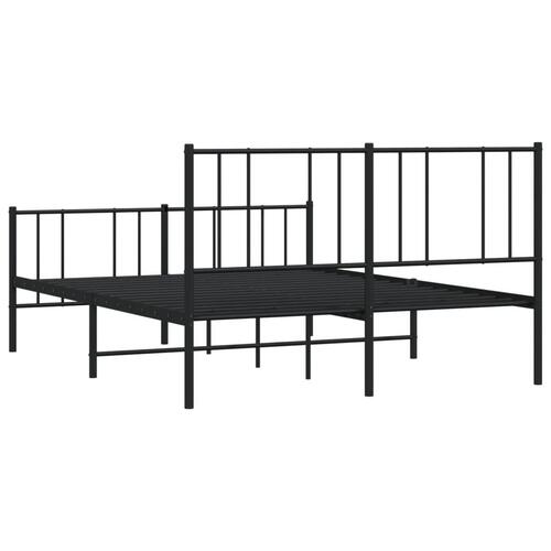 Sengeramme med sengegavl og fodgærde 135x190 cm metal sort