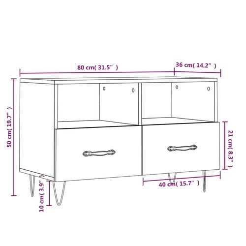 Tv-bord 80x36x50 cm konstrueret træ hvid højglans