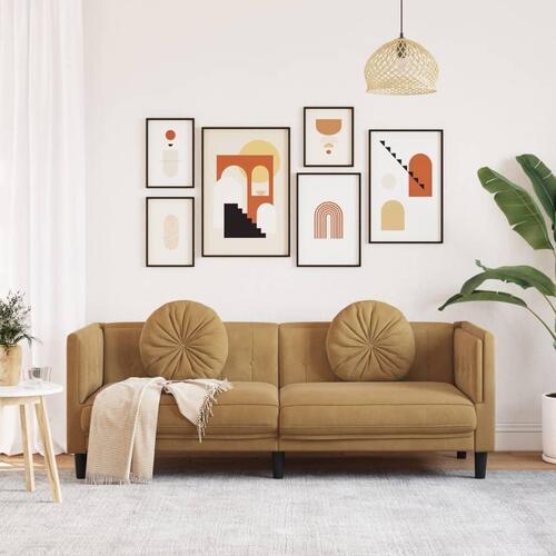 3-personers sofa med hynder imiteret ruskind brun
