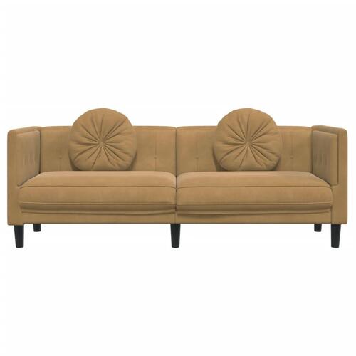 3-personers sofa med hynder imiteret ruskind brun