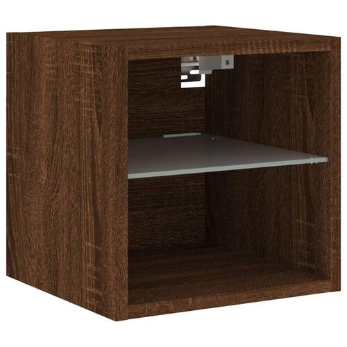 Væghængte tv-borde 2 stk. med LED-lys 30x28,5x30 cm brunt eg