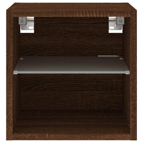 Væghængte tv-borde 2 stk. med LED-lys 30x28,5x30 cm brunt eg