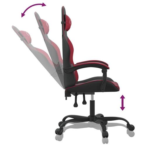Gamingstol kunstlæder sort og vinrød