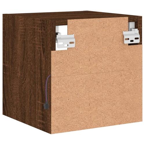 Væghængte tv-borde 2 stk. med LED-lys 30x28,5x30 cm brunt eg