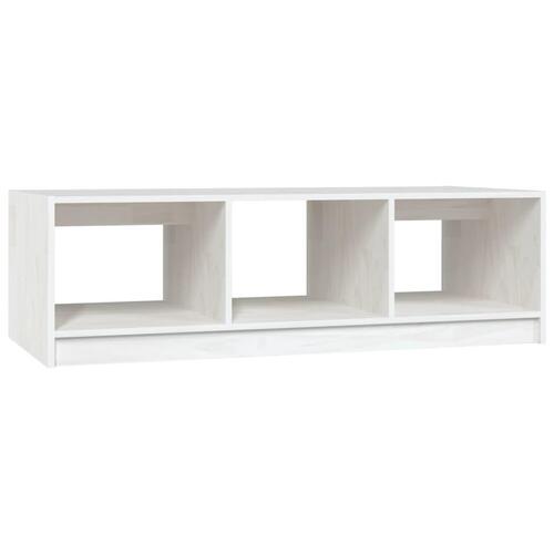 Sofabord 110x50x34 cm massivt fyrretræ hvid