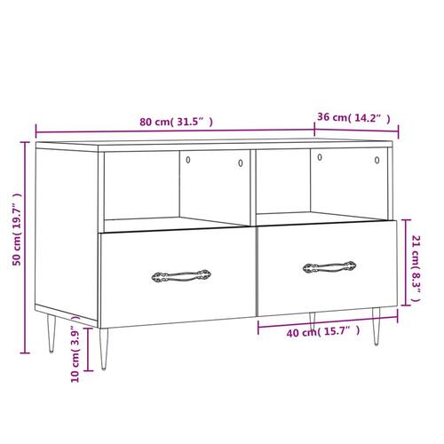Tv-bord 80x36x50 cm konstrueret træ røget egetræsfarve