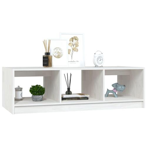 Sofabord 110x50x34 cm massivt fyrretræ hvid