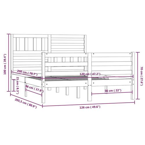 Sengeramme 120x200 cm massivt træ sort