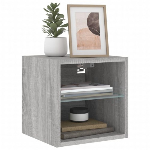 Væghængte tv-borde 2 stk. med LED-lys - 30×28,5×30 cm, grå sonoma