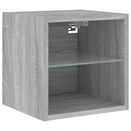 Væghængte tv-borde 2 stk. med LED-lys - 30×28,5×30 cm, grå sonoma