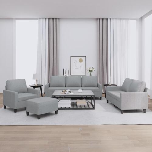 Sofasæt 4 dele med hynder stof lysegrå