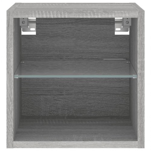 Væghængte tv-borde 2 stk. med LED-lys - 30×28,5×30 cm, grå sonoma