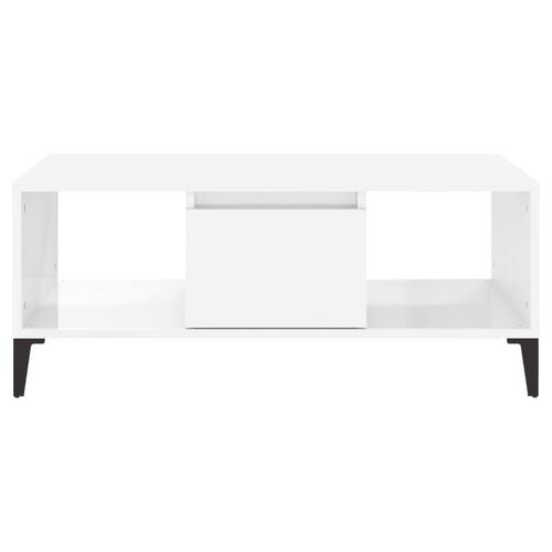 Sofabord 90x50x36,5 cm konstrueret træ hvid højglans
