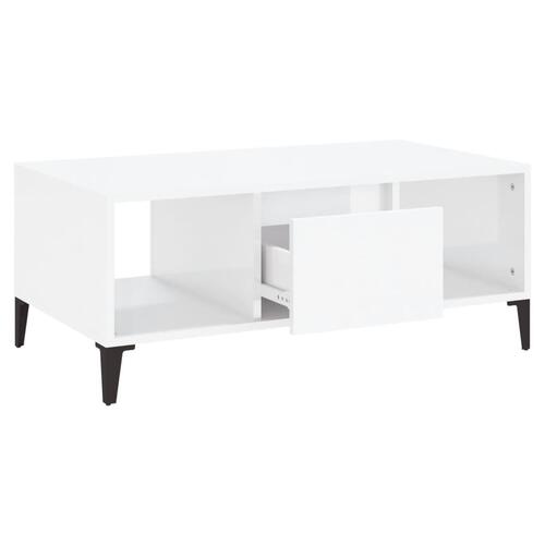 Sofabord 90x50x36,5 cm konstrueret træ hvid højglans